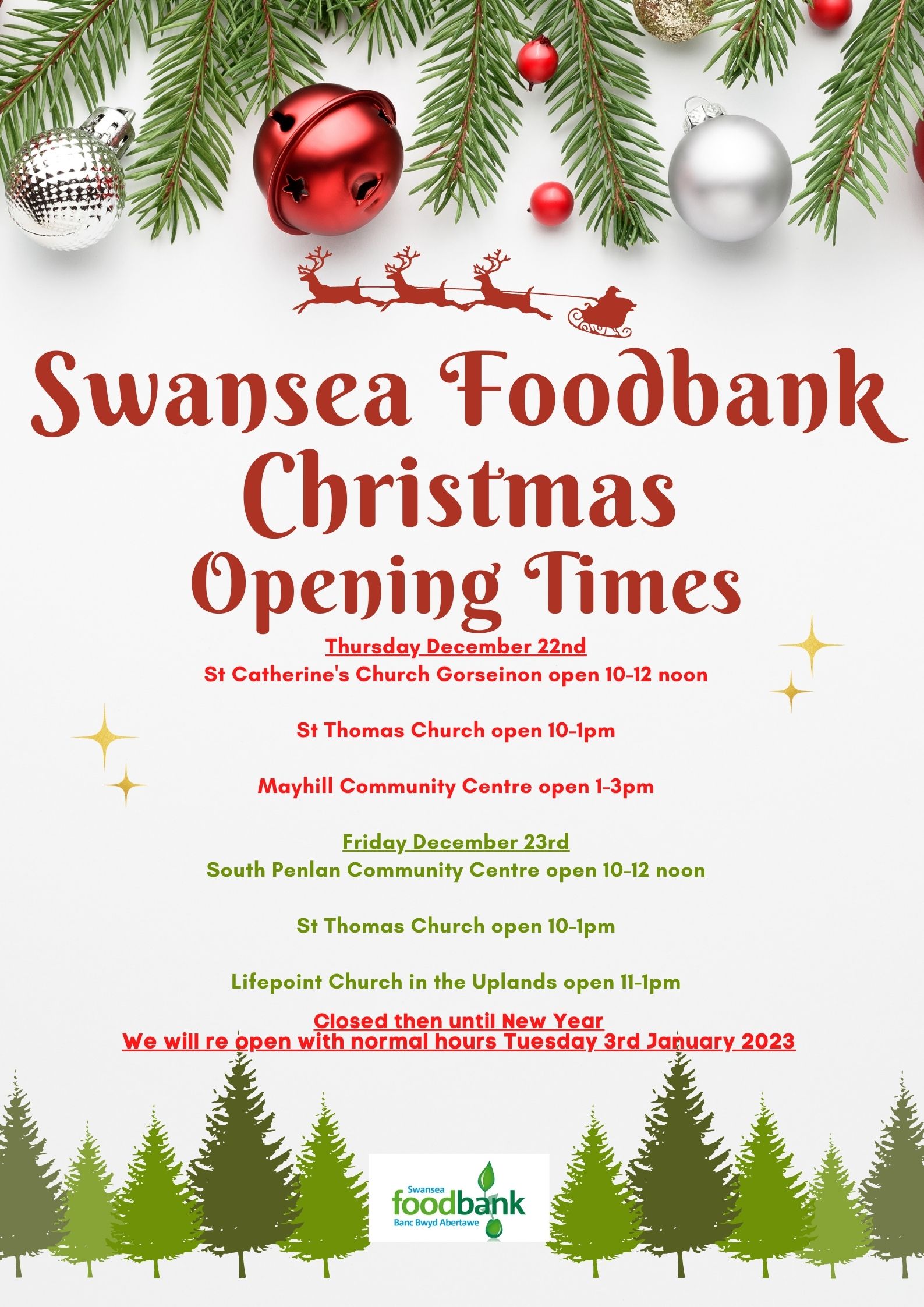 Swansea Foodbank Christmas Opening Times 2022 Swansea Foodbank